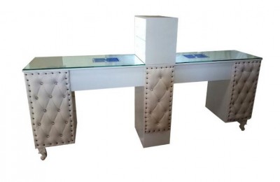 Double leather manicure tables wholesale nail desks salon furniture stations