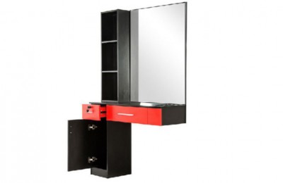 Wooden salon makeup counter barber styling mirror station