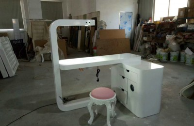 Modern white nail bar station UV lamp manicure salon makeup reception tables with storage drawers