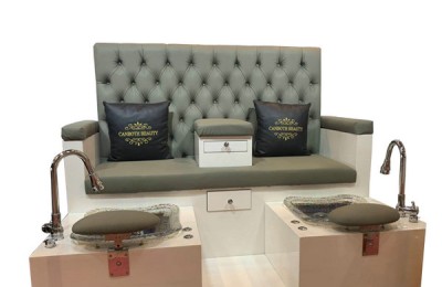 China Double spa pedicure foot massage bowl chair nail bar furniture sofa tub station manicure benches