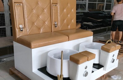 Lovely beauty nail bar furniture double seat pedicure bowl SPA sofa station manicure pedicure bench chair